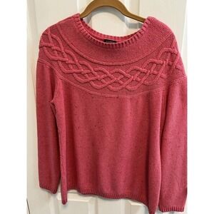 Talbots M Sweater Marled Pink Long Sleeve Cotton Acrylic Polyester Preowned​